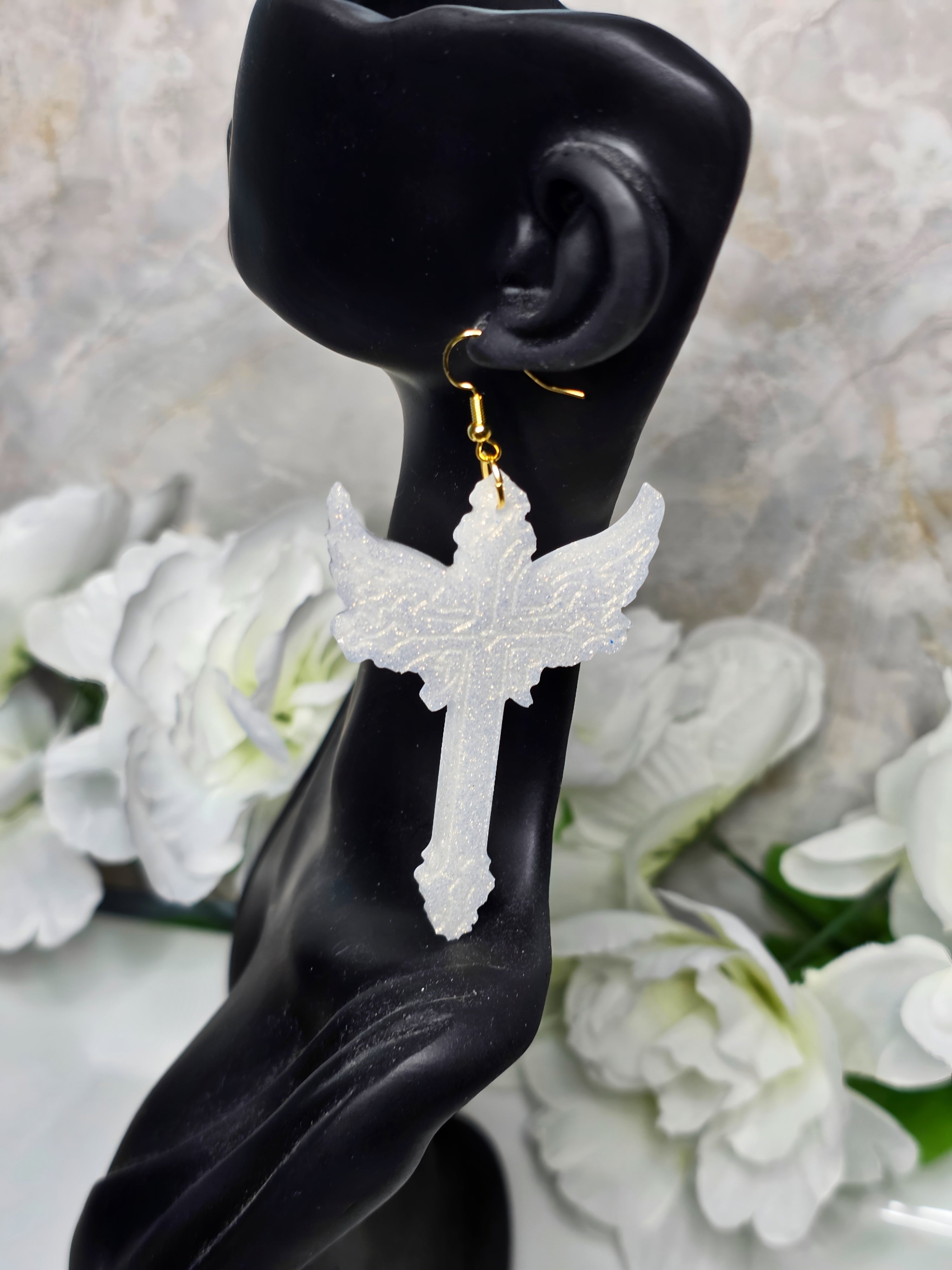 Angel Wing Cross Resin Earrings (Custom Only)