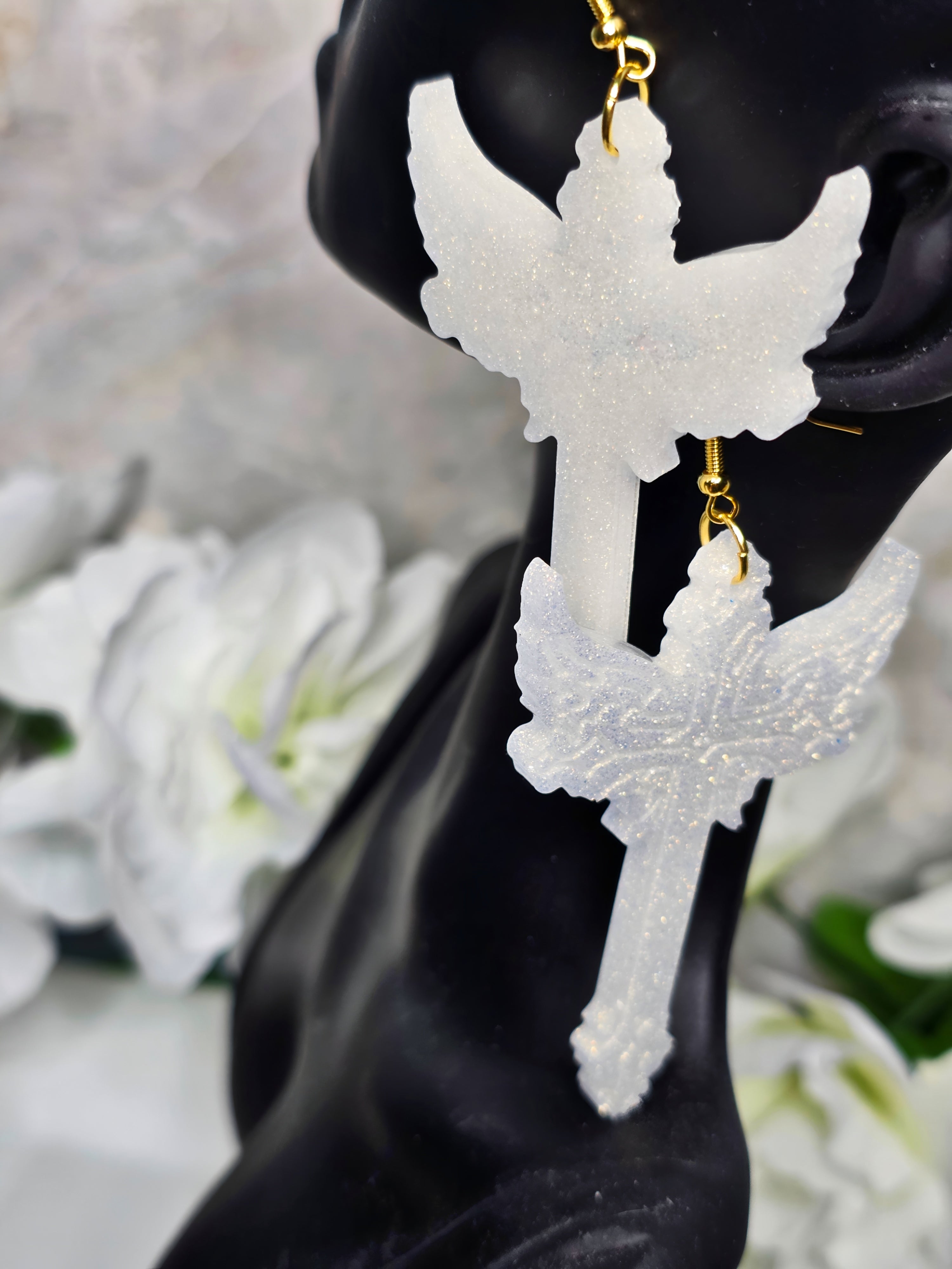 Angel Wing Cross Resin Earrings (Custom Only)