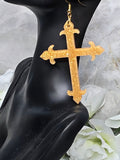 Sunshine Gold Reversible Cross Resin Earrings