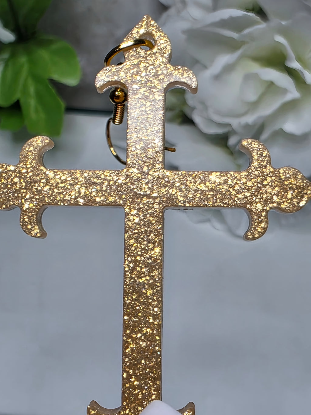 Sunshine Gold Reversible Cross Resin Earrings