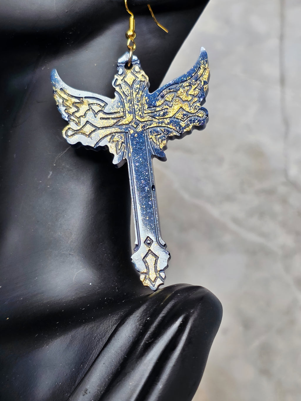 Angel Wings & Cross Resin Earrings