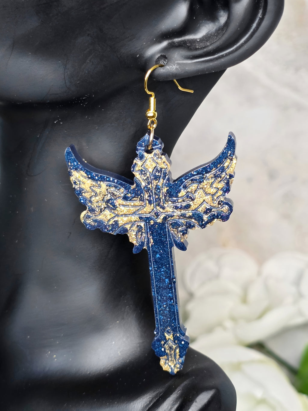 Angel Wings & Cross Resin Earrings
