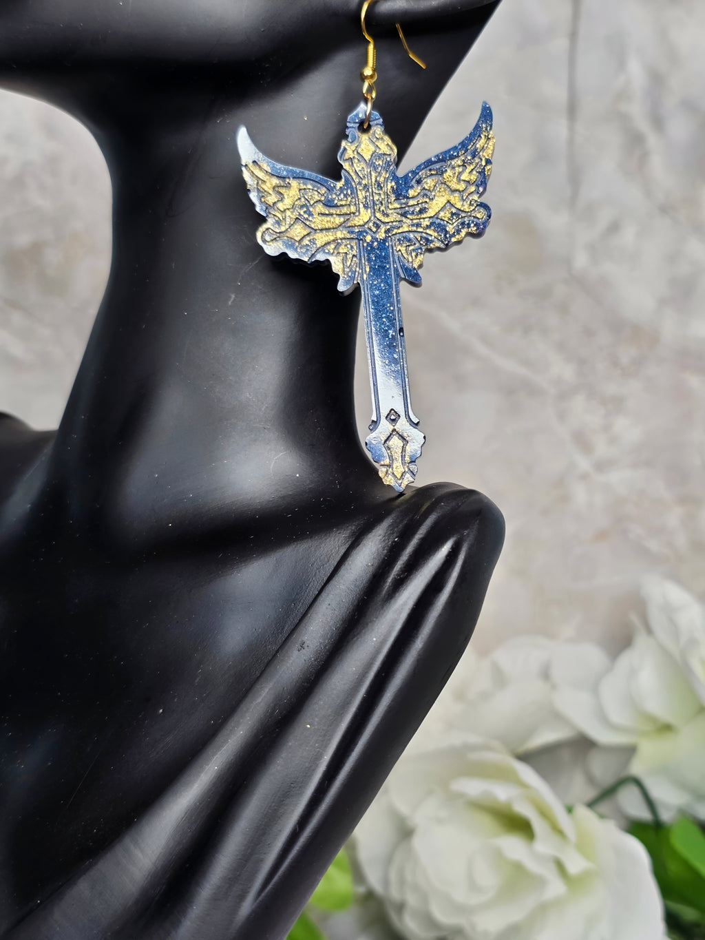 Angel Wings & Cross Resin Earrings
