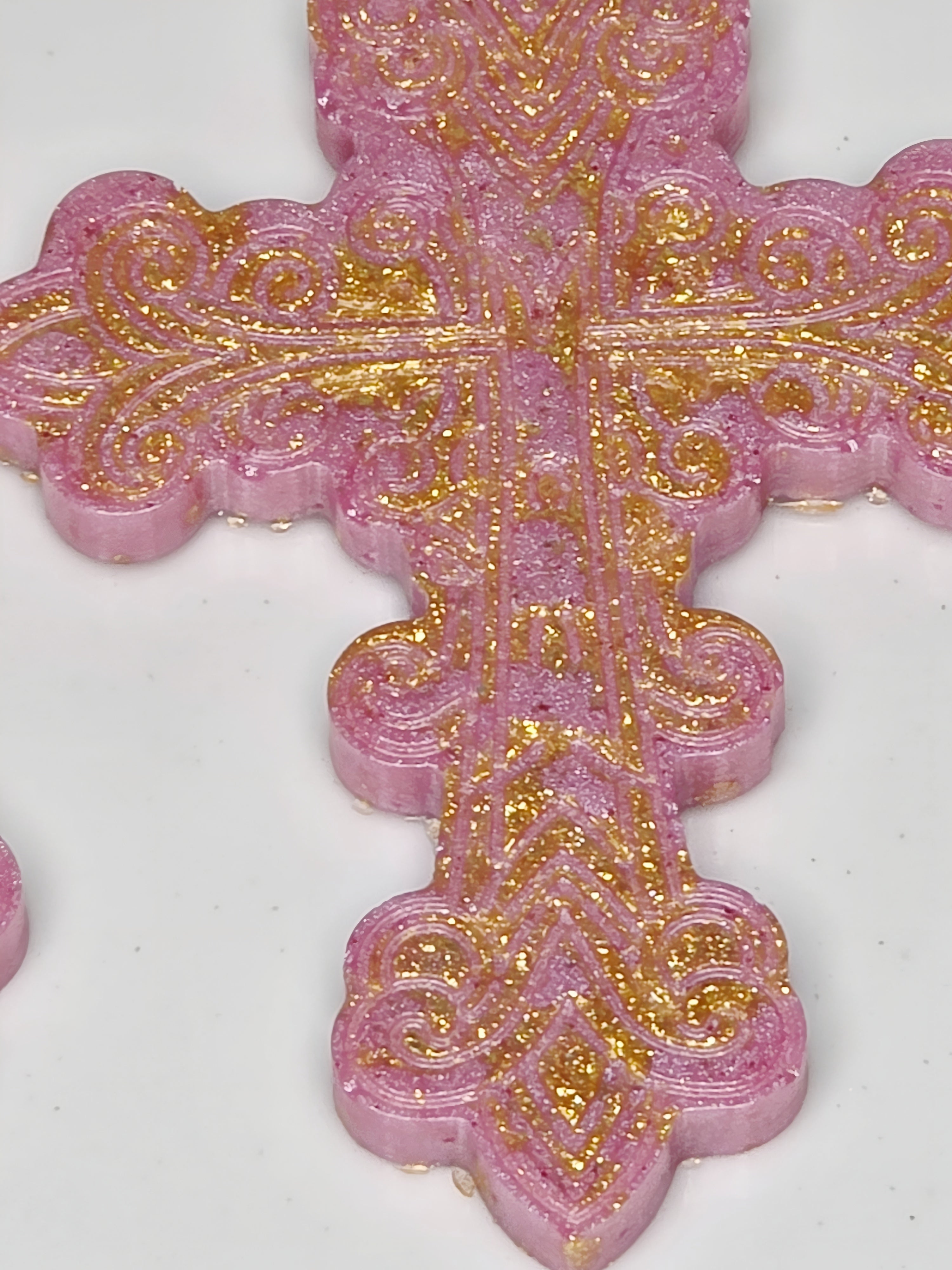 Pink Lemonade Resin Cross Earrings