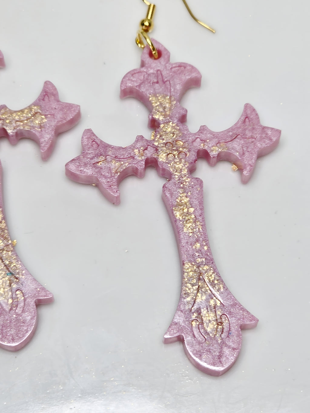 Petite Pink Lemonade Resin Cross Earrings