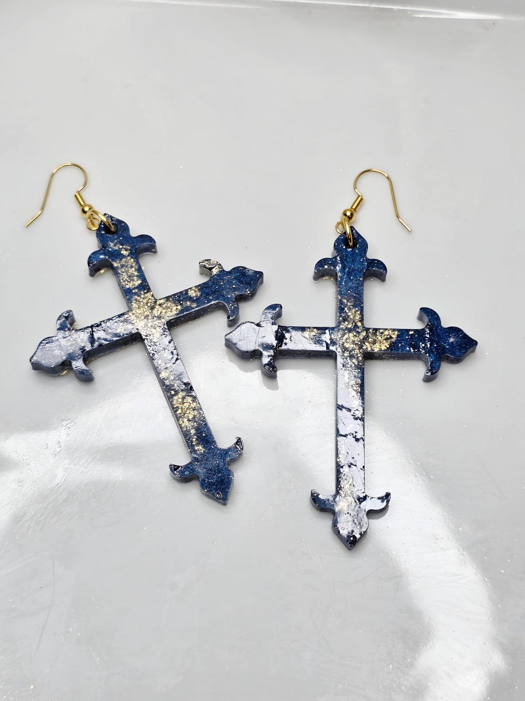 Galaxy Splash Resin Cross Earrings