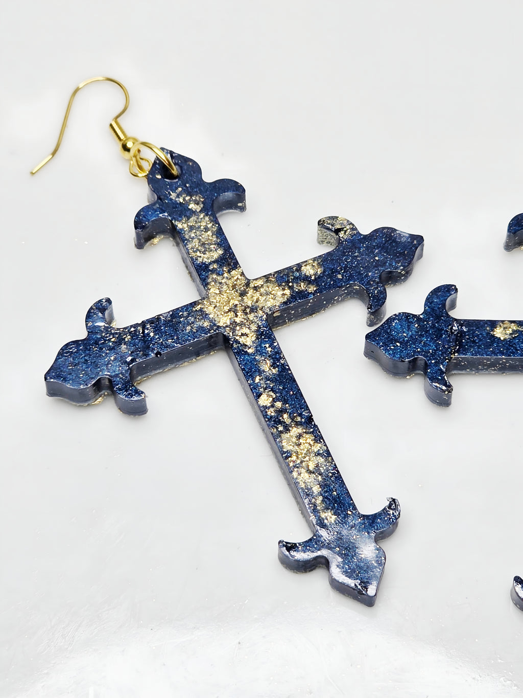 Galaxy Splash Resin Cross Earrings