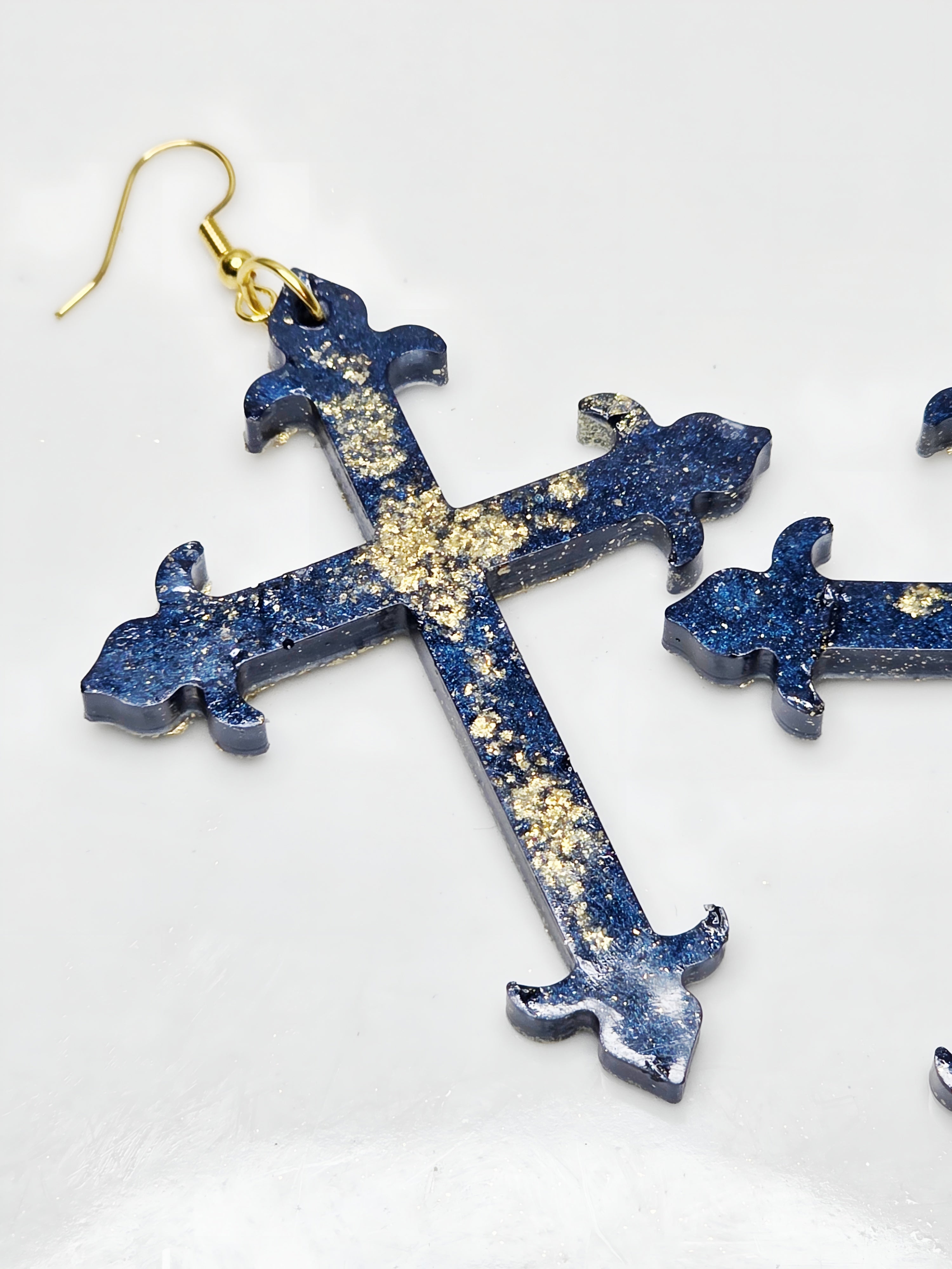 Galaxy Splash Resin Cross Earrings