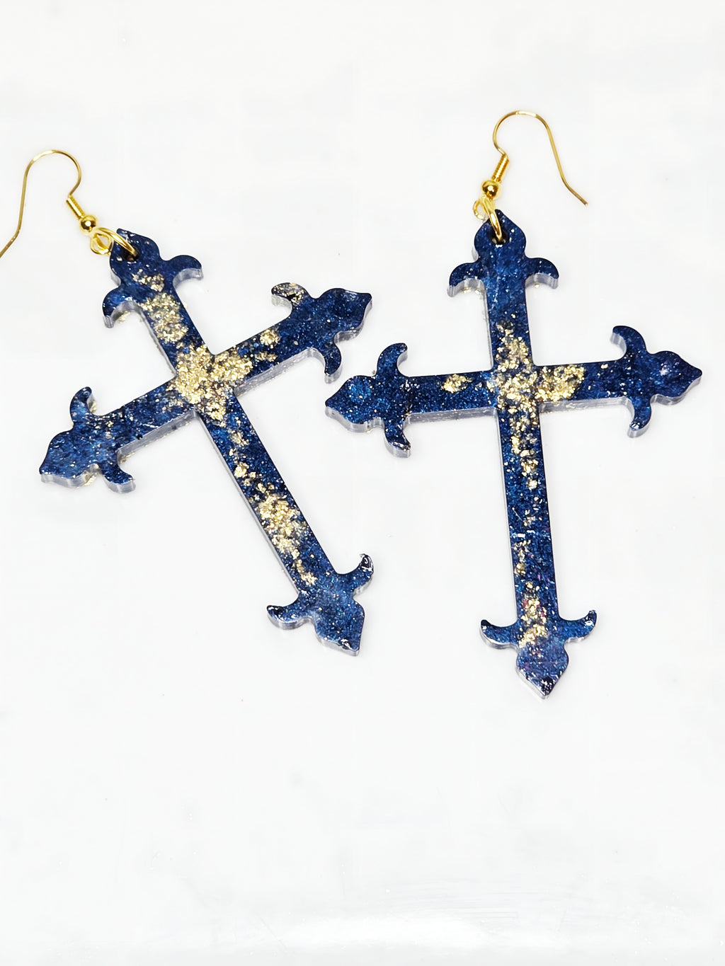 Galaxy Splash Resin Cross Earrings