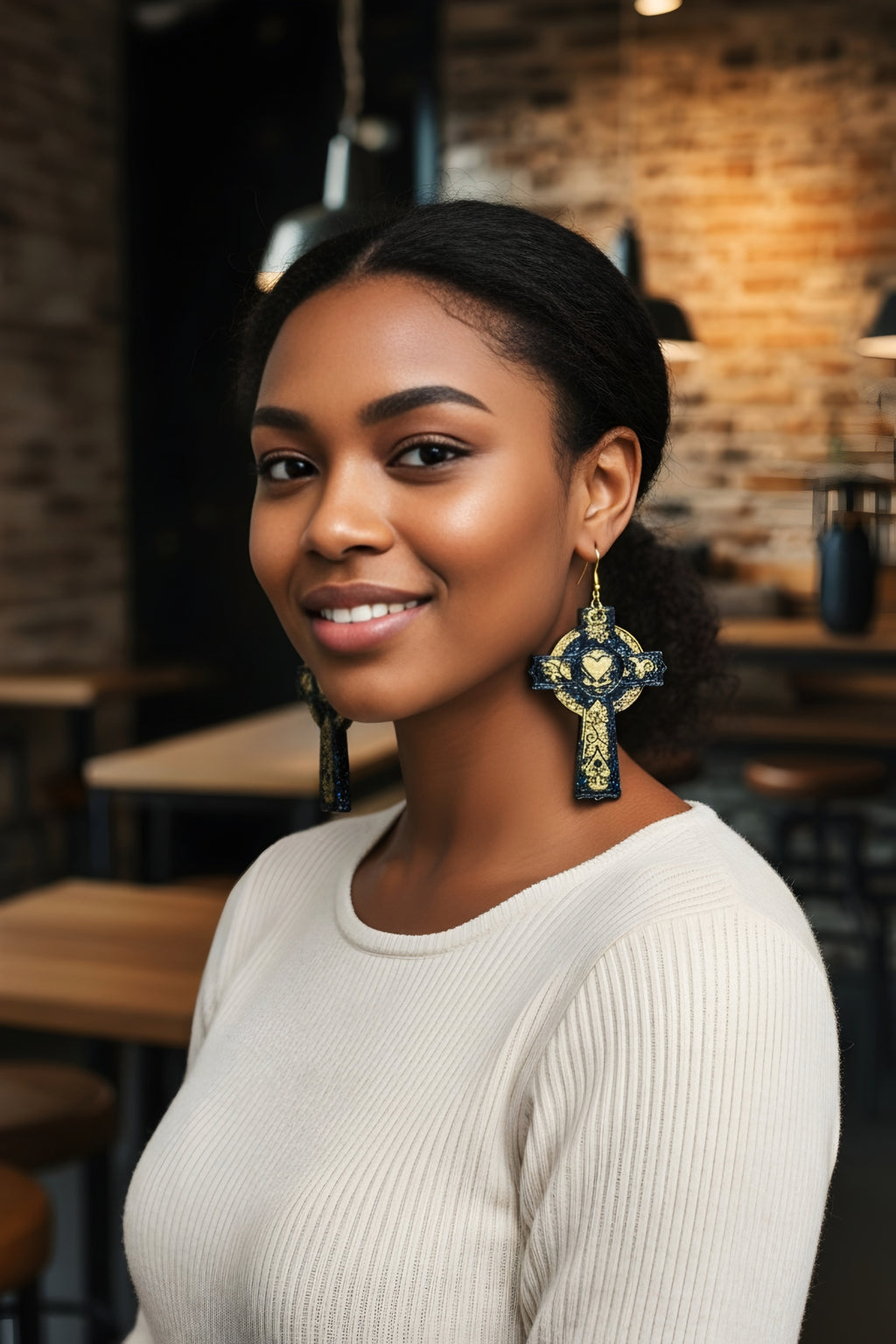 Infinity Cross with Heart Resin Earrings