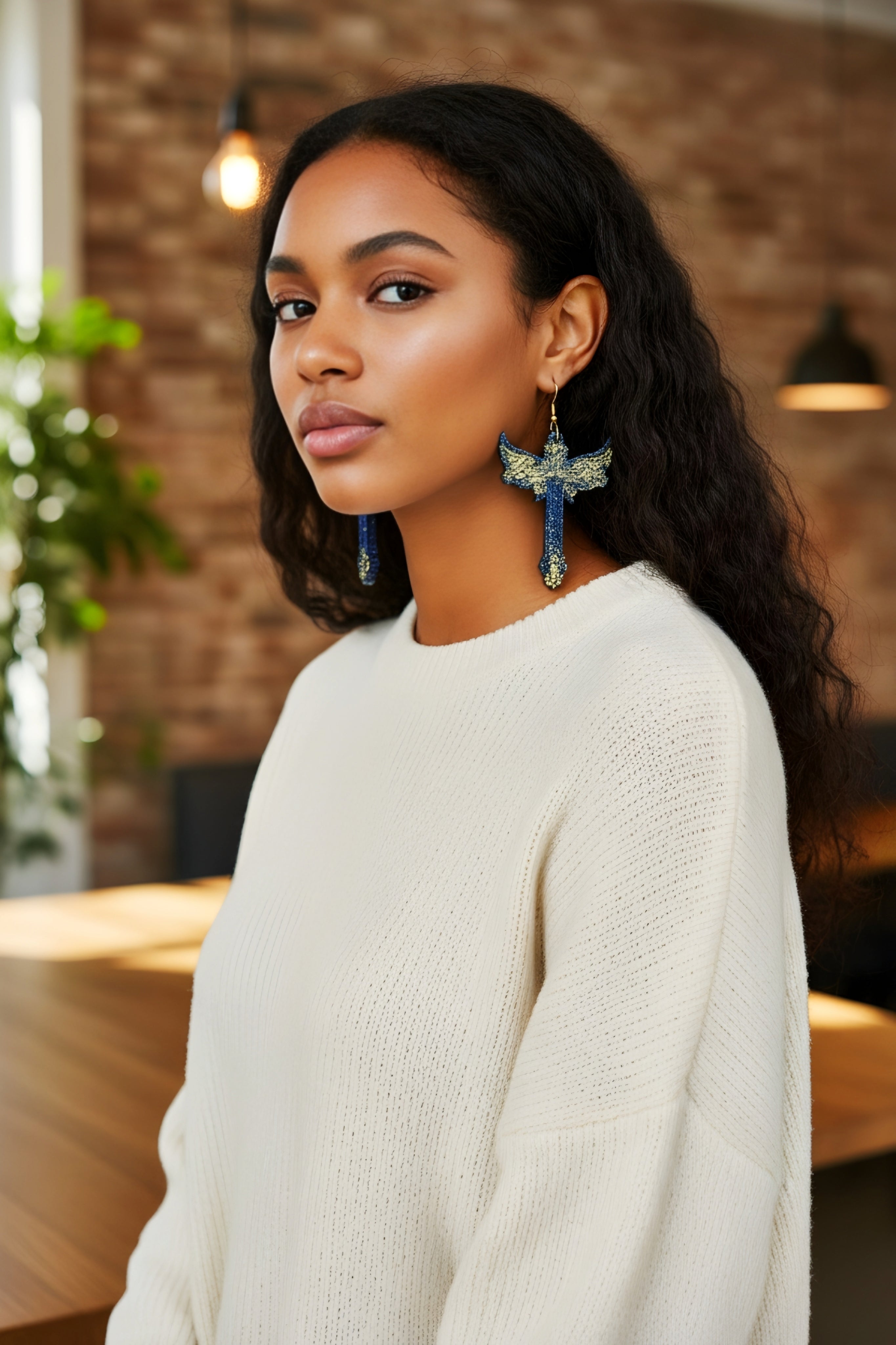 Angel Wings & Cross Resin Earrings