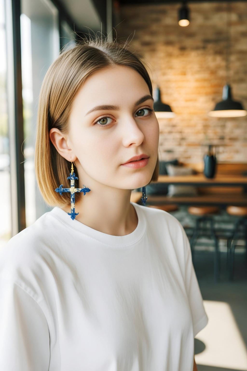 Galaxy Splash Resin Cross Earrings