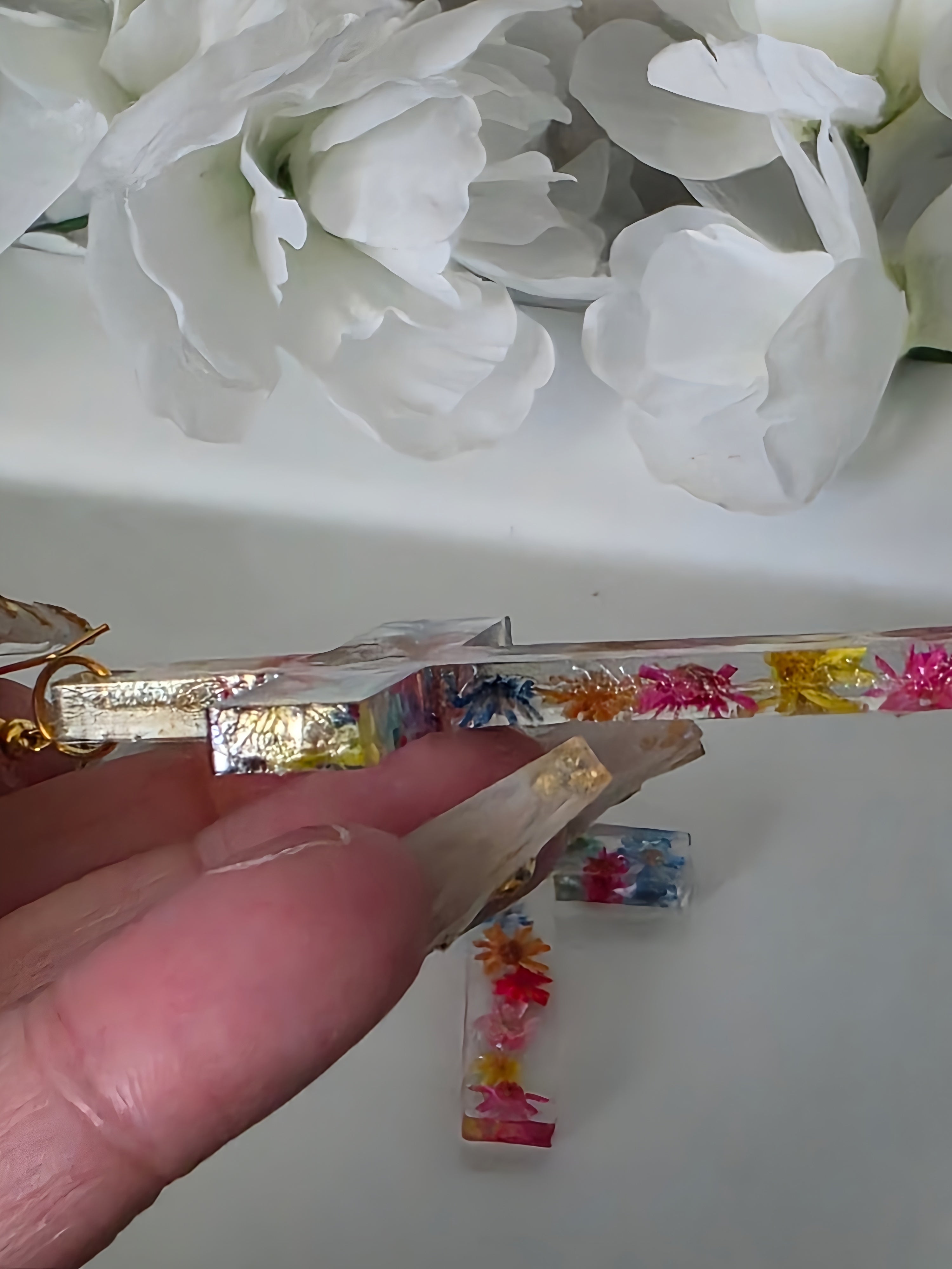 Flower Power Resin Cross Earrings