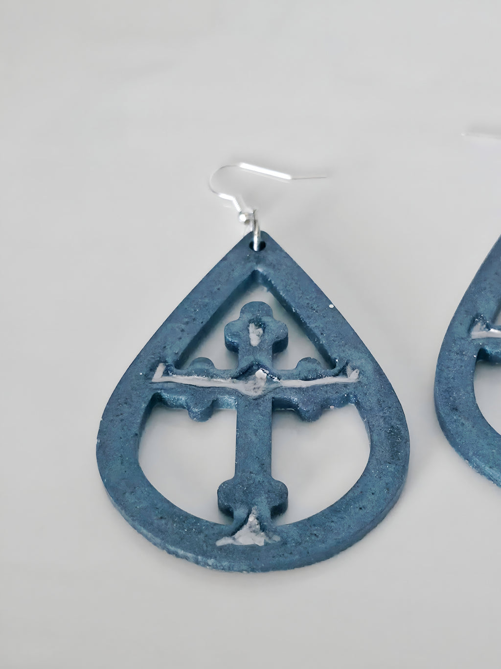 Galaxy Teardop Resin Cross Earrings