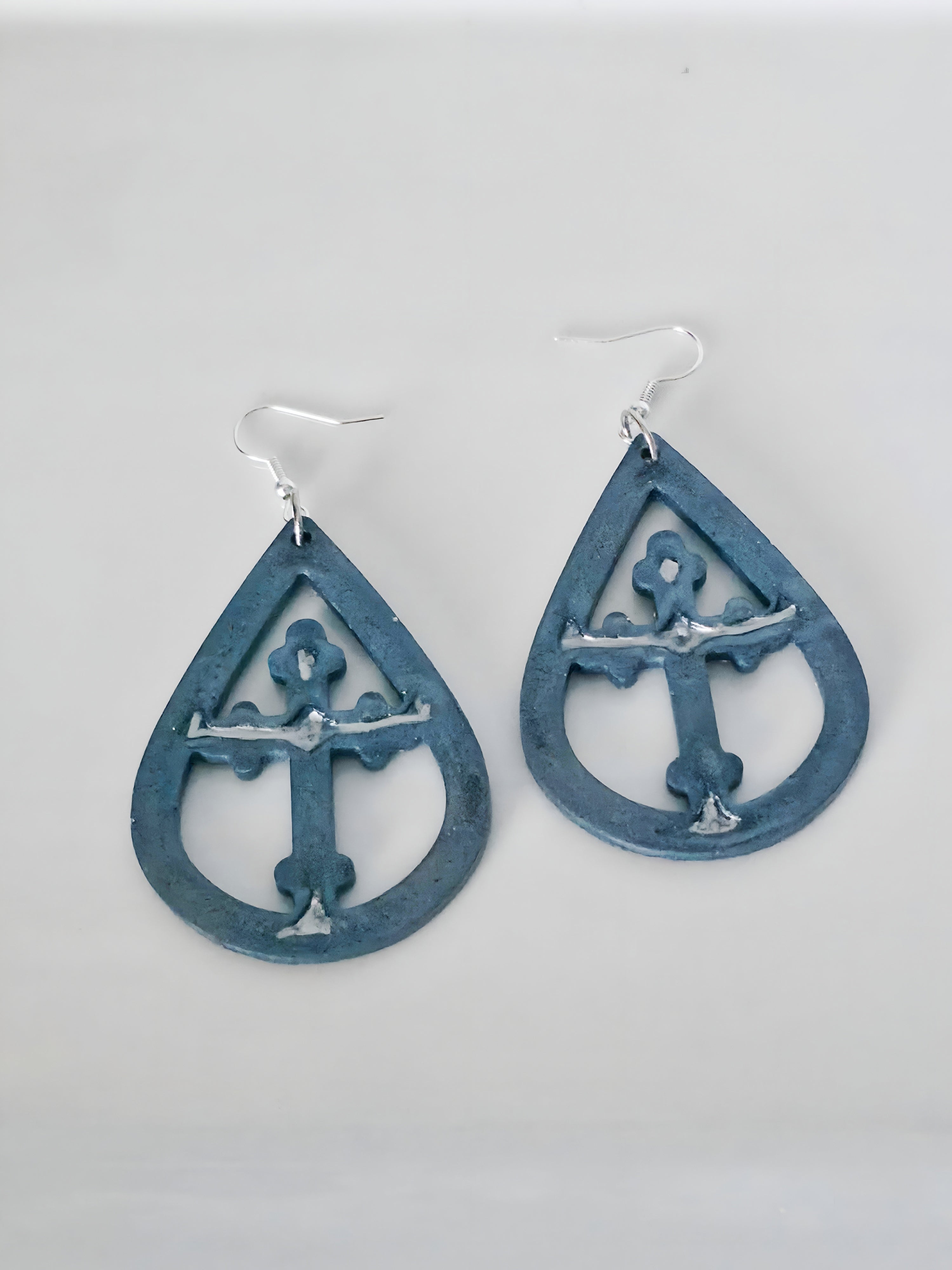 Galaxy Teardop Resin Cross Earrings