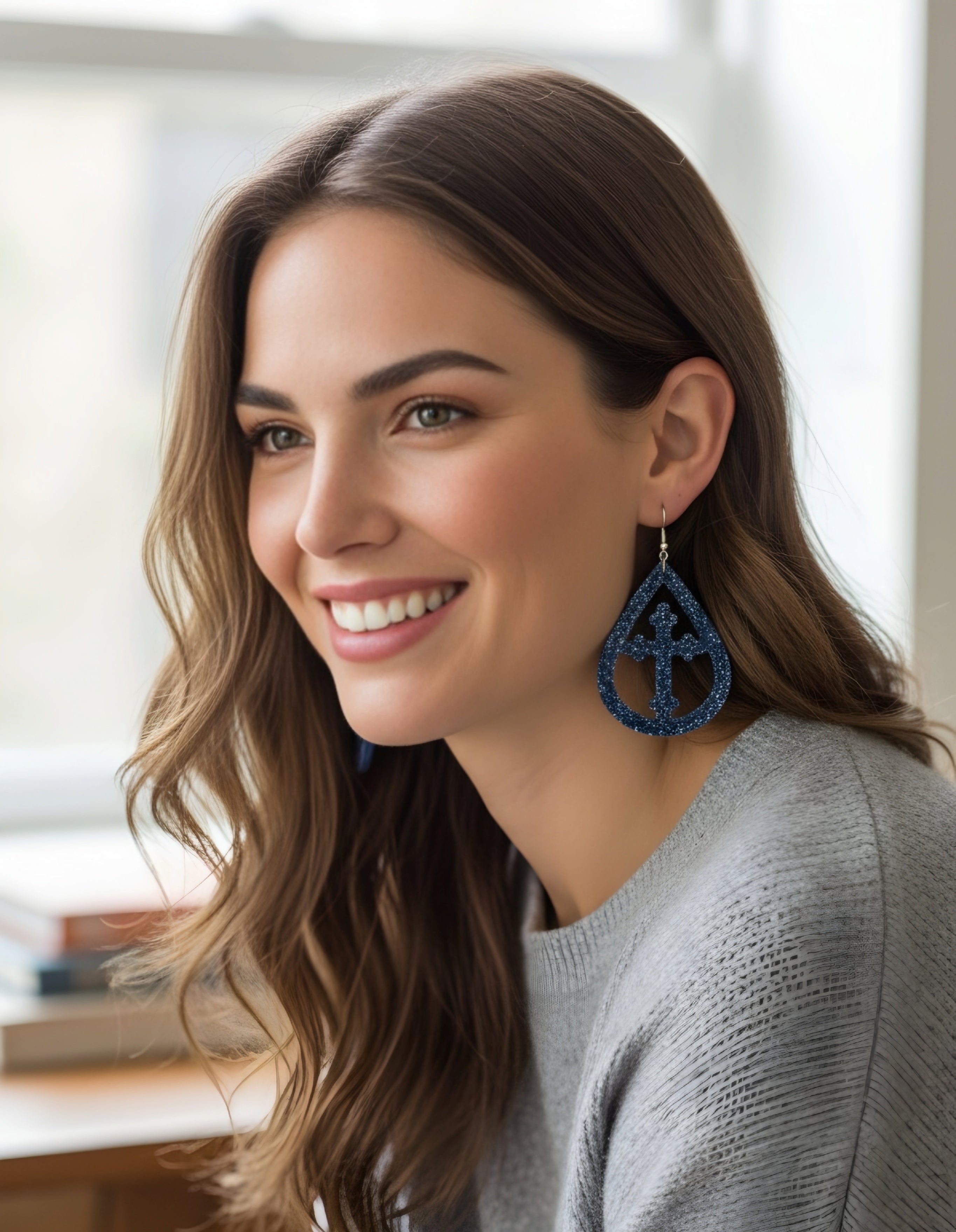 Galaxy Teardop Resin Cross Earrings